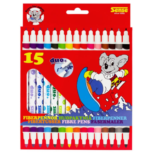Sense Fibre Pens Double Tip 15 kpl Multicolor
