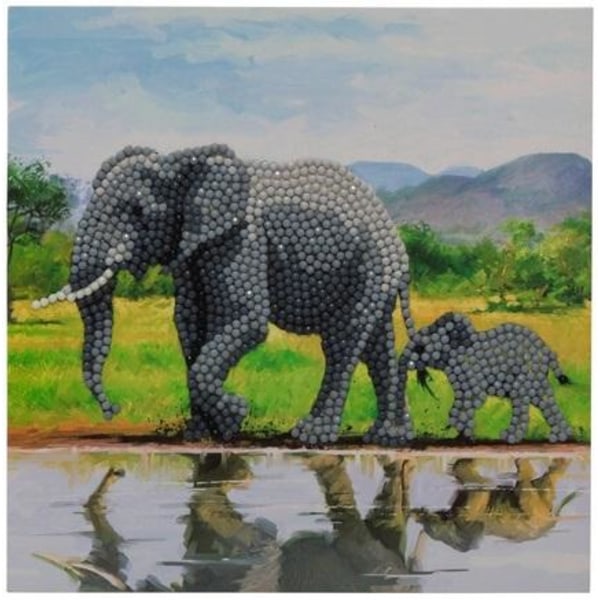 Kort Diamantmålning 18x18 cm Elefant