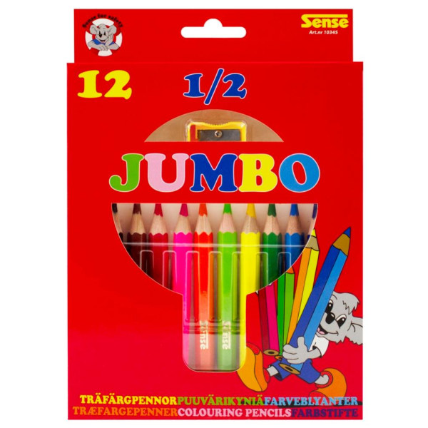 Sense Träfärgpennor 1/2 Jumbo, 12-Pack