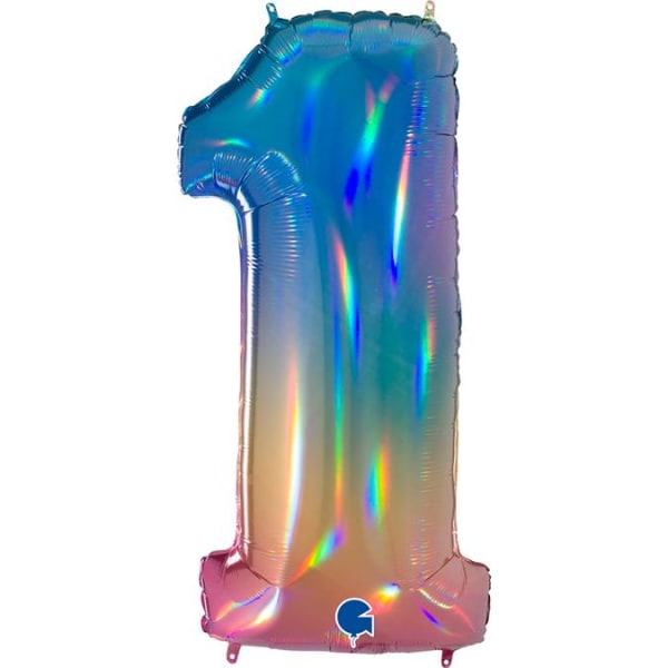 Numeroilmapallo Rainbow 1, 100 cm - The Balloon King