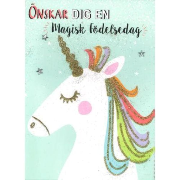 Syntymäpäiväkortti lapsille , Unicorn Magic - Spades