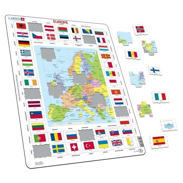 Larsenin palapeli Euroopalla ja lipuilla - Robetoy Multicolor