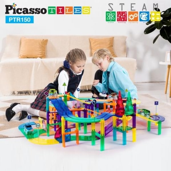 Picasso-Tiles 150-bittinen autoteline Multicolor