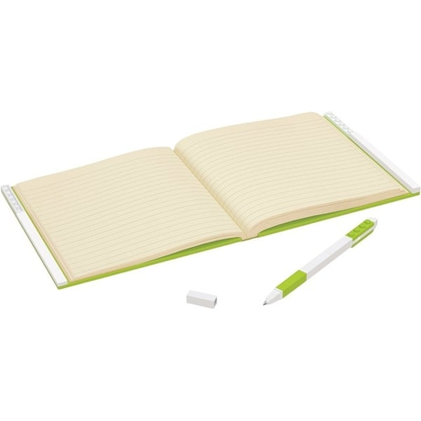 LEGO stationær notesbog med lås og kuglepen, lime