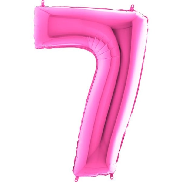 Suuri numeroilmapallo kalvossa 7, vaaleanpunainen