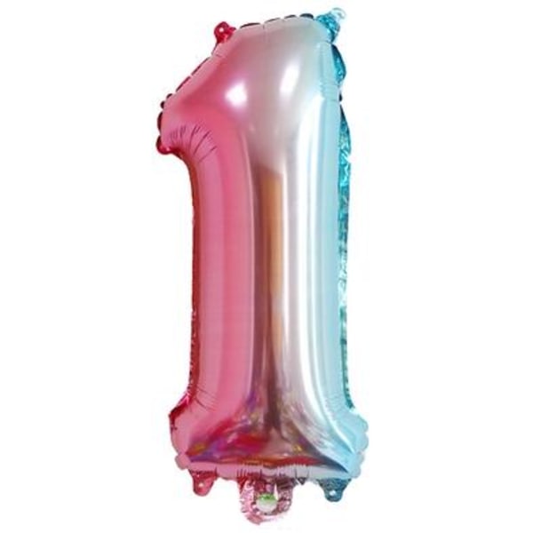Gaggs Regnbågsfärgad Sifferballong Nummer 1, 35 cm