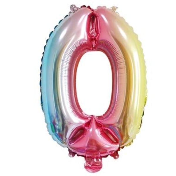 Gaggs Regnbågsfärgad Sifferballong Nr 0, 35 cm