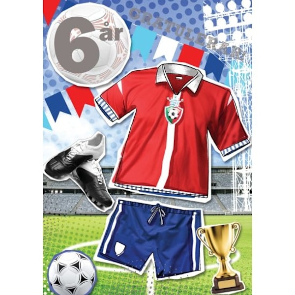 Enkelt Barnkort 6 År, Fotboll - Spader