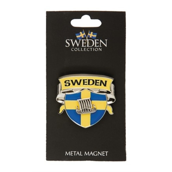 Sweden Souvenir Spinner Magnet, Shield Viking-veneellä