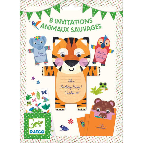 Inbjudningskort för Barn, Wild animals invitation cards - Djeco
