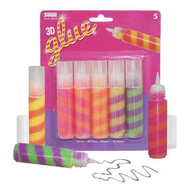 Sense Striped Glitter Glue -liima 5 kpl