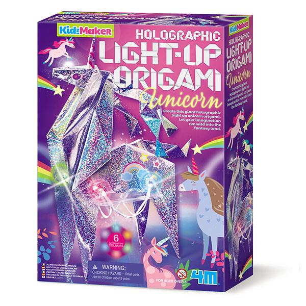 Holografinen Light Up Origami Unicorn, Yksisarvinen askartelu -