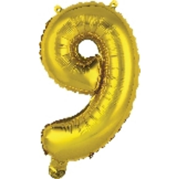 Gaggs Folieballong Sifferballong Nummer 9, 86 cm, Guld