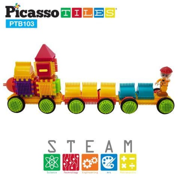 Picasso-Tiles Bristle Blocks 103 Bitar, Tåg multifärg