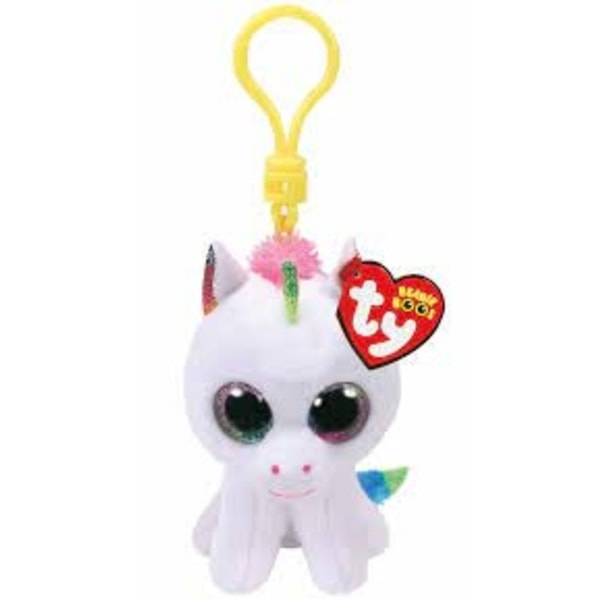 TY udstoppet dyr med klip, Pixy White Unicorn