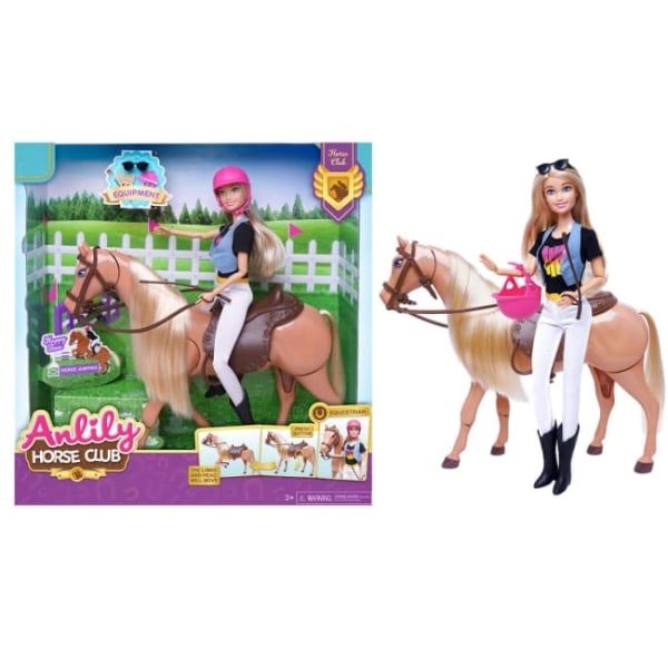 Anlily Horseclub -nukke hevosen kanssa