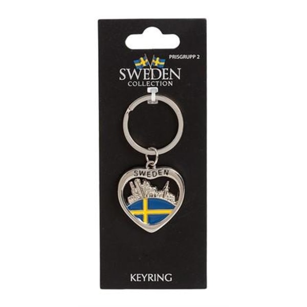 Sverige Souvenir Nyckelring, Sweden City & Flagga