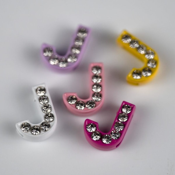 Charm with Strass & Color Letter J - Busy Lizzie