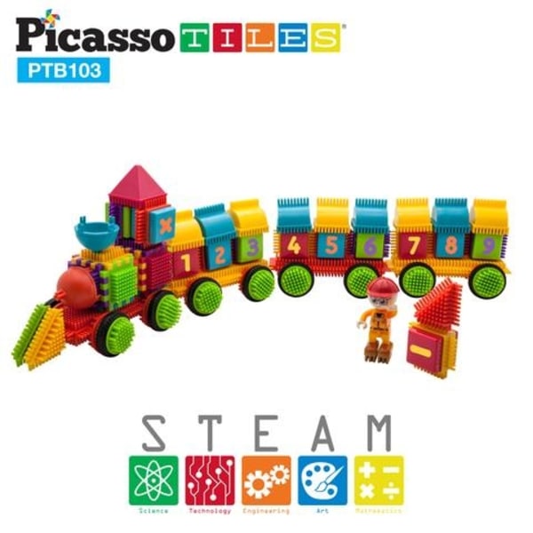 Picasso-Tiles Bristle Blocks 103 Bitar, Tåg multifärg