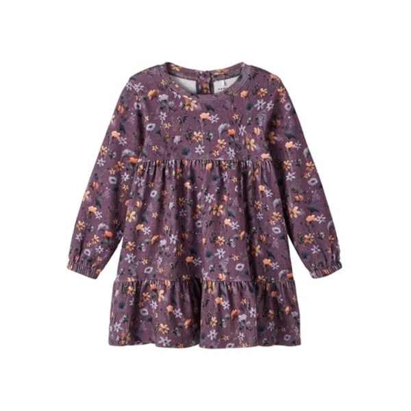 Name it pitkähihainen mekko, violetti kukkainen, koko 104