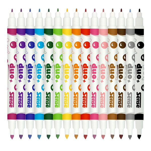 Sense Fiber Pens Dobbelt Tip 15-Pak Multicolor
