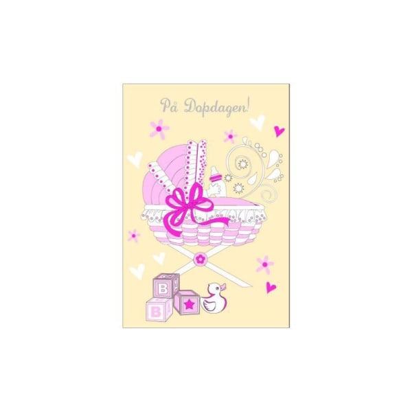 Minikort på dåbsdagen, pink - spar