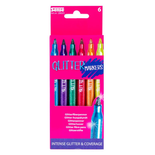 Sense Glitter Fiber Pens 6 kpl