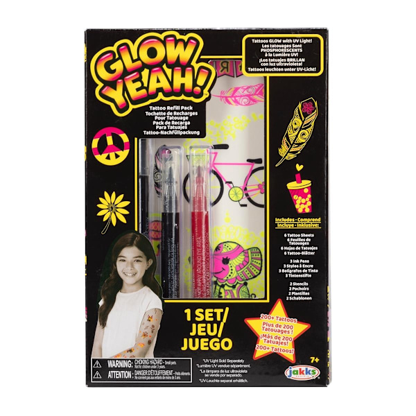 Glød ja! Glow in the Dark Tattoo refill-pakke Multicolor