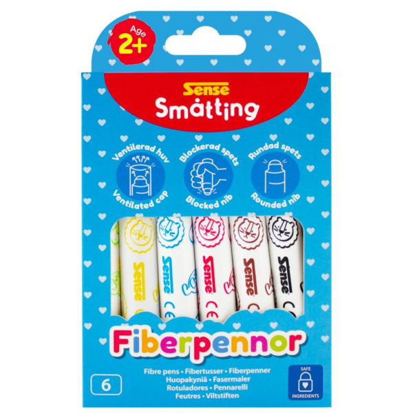 Sense Småtting Fiberpennor 6-Pack