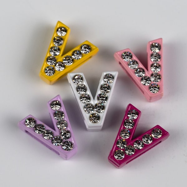 Berlock med Strass & Färg Bostav V - Busy Lizzie
