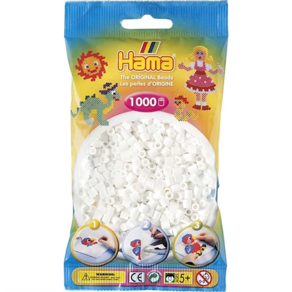 Hama Pärlor Midi 1000 st, Vita