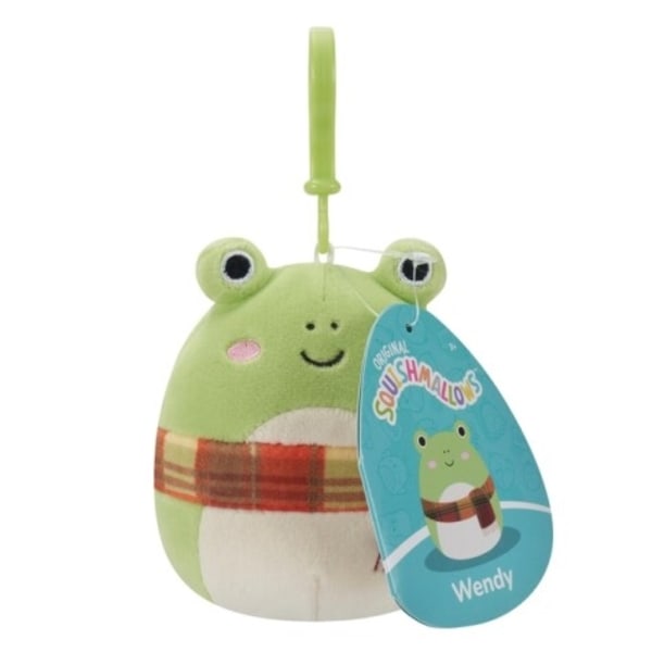 Squishmallows Clip-On Wendy the Frog med tørklæde, 9 cm