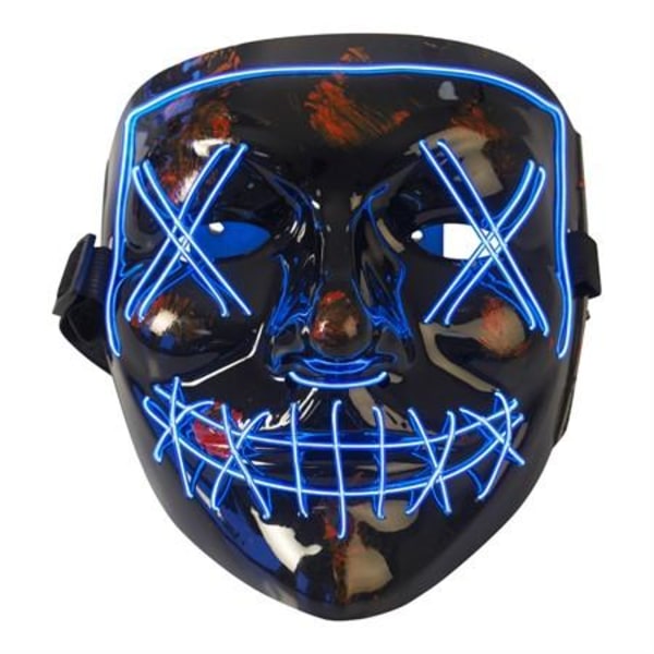 Mask Horror Sort/Blå med LED-belysning