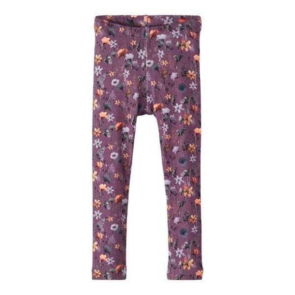 Name it Leggings, lilla blomster, str. 98 Multicolor