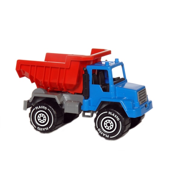 Blå/Röd Lastbil med Flak, 30 cm - Plasto