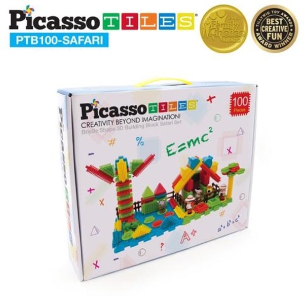 Picasso-Tiles Bristle Blocks 100 Bitar, Safari multifärg
