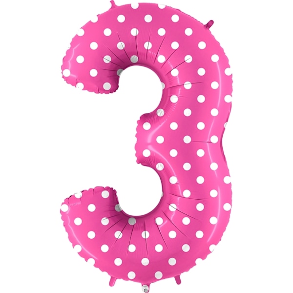 Sifferballong Polka Dot Rosa, 3, 100 cm - Ballongkungen