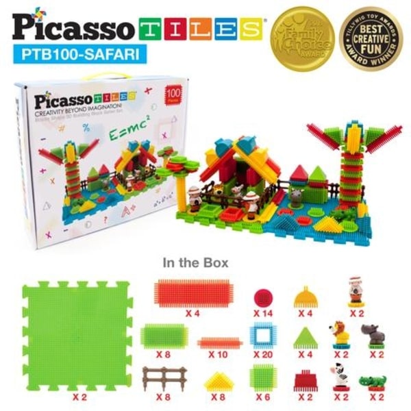 Picasso-fliser børsteblokke 100 stykker, Safari Multicolor