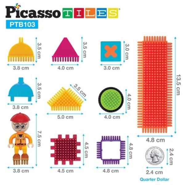 Picasso-Tiles Bristle Blocks 103 Bitar, Tåg multifärg