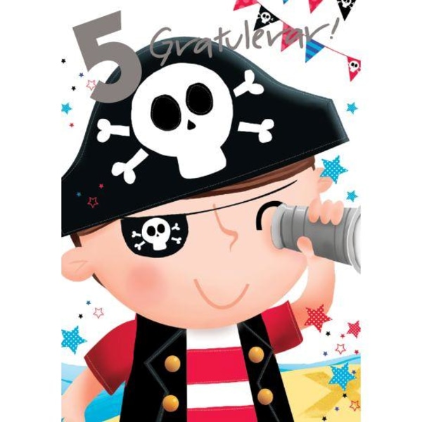 Single Child Card 5 vuotta, Pirate - Spades