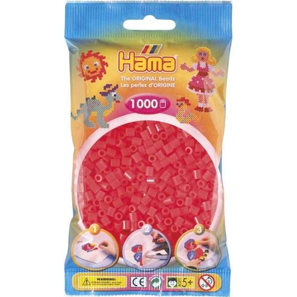 Hama Beads Midi 1000 kpl, neonpunainen