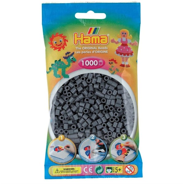Hama Beads Midi 1000 kpl, tummanharmaa