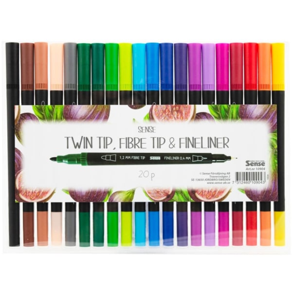 Sense Fineliner, Twin Tip, 20-pak