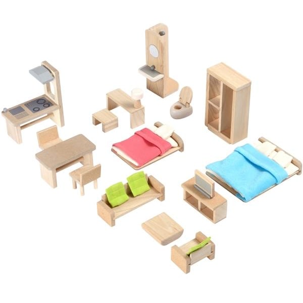 Green Dollhouse with Furniture - Plantoys