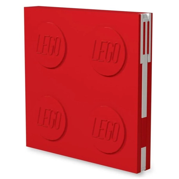 LEGO stationær notesbog med lås og kuglepen, rød