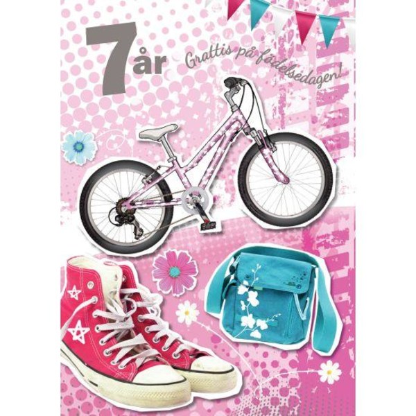 Enkelt Barnkort 7 År, Cykel - Spader