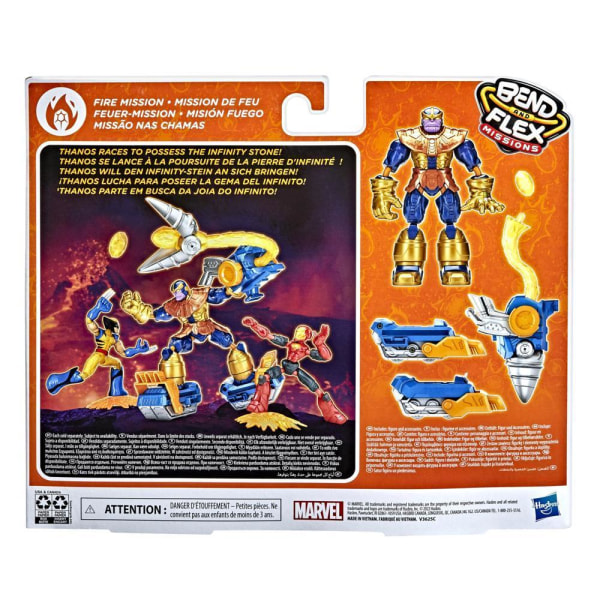 Marvel Avengers -figuuri, 2-in-1 Thanos Bend & Flex Fire Mission