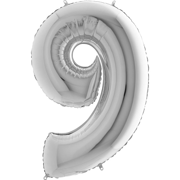 Suuri numeroilmapallo kalvossa 9, hopea