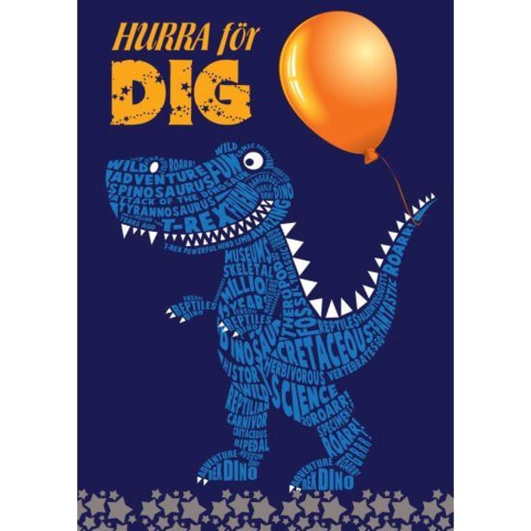 Enkelt Barnkort Hurra För Dig, Dino -  Spader