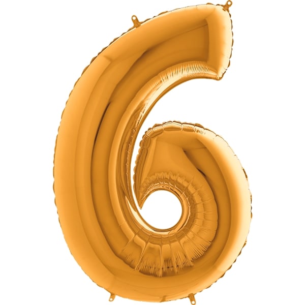 Suuri numeroinen ilmapallo kalvossa 6, kulta